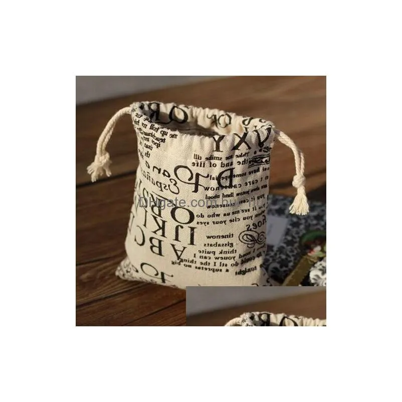 vintage spaper linen gift bag 8x10cm 9x12cm 10x15cm 13x17cm 15x20cm wedding party favor holder sack makeup jewelry pouches332o