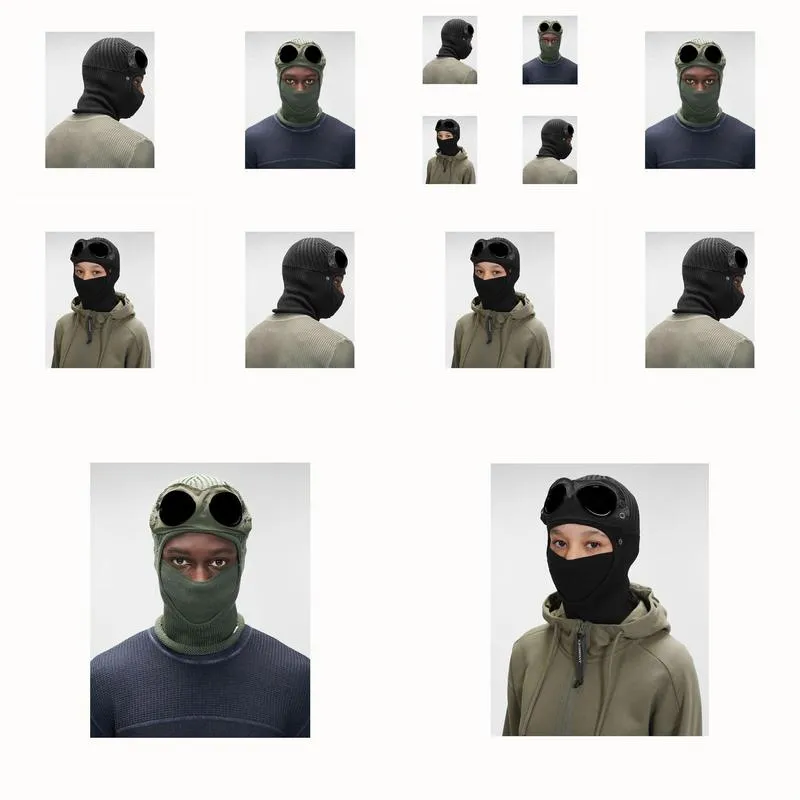 Tactical Hood 3 Colors Two Lens Windbreak Hood Beanies Outdoor Cotton Knitted Windproof Men Goggle Face Mask Casual Male Skl Caps Hats Dhckp