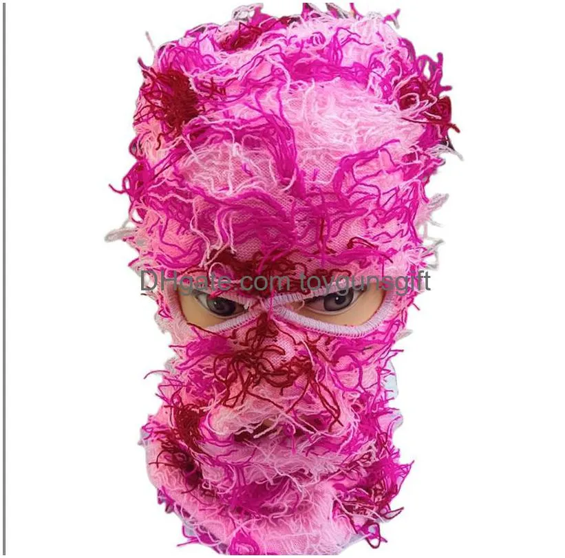 three holes masks clava died knitted fl face ski mask shiesty camouflage knit fuzzy fashion accessories hats scarves