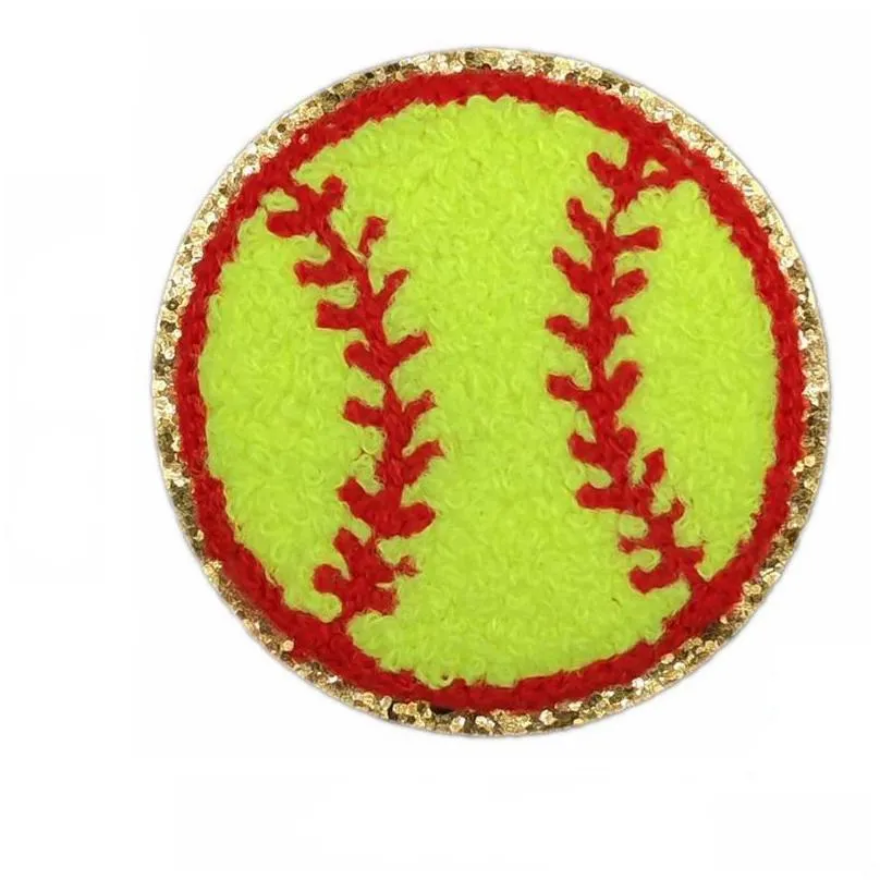 baseballes sewing notions white coffe chenille softball iron on sew on embridered appliques for sports hat jeans bags decoration