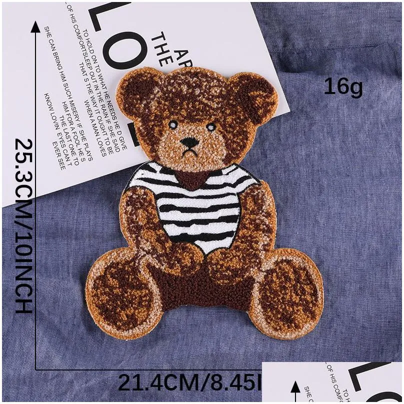 notions cute bear towel embroidery clothing iron ones t shirt jacket cartoon sticker badge garment diy accessories