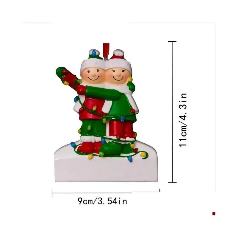 Christmas Decorations Personalized Resin Christmas Ornaments Pendant Family Decorations Home Garden Festive Party Supplies Dhibp