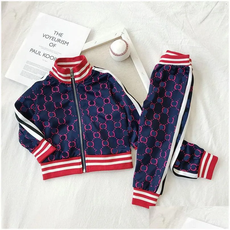 Kids Clothing Sets Boys Girls Tracksuits Suit Letters Print 2pcs Designer Jacket Pant Suits Chidlren Casual Sport Clothes 90-140 2