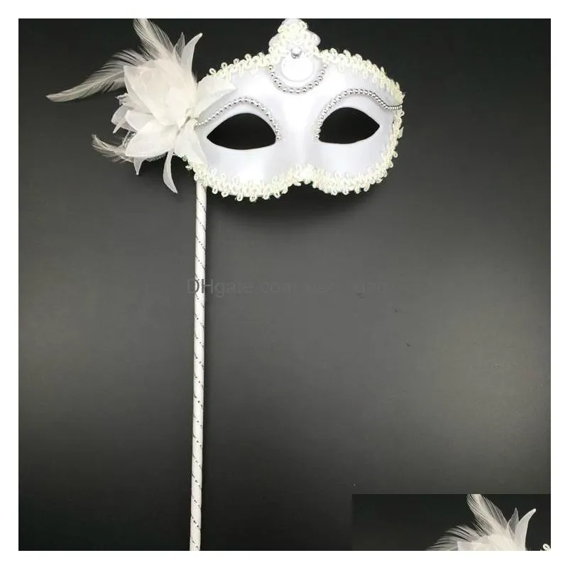 black white party masks on stick sexy eyeline masquerade mardi gras halloween masks sexy beads eyeliner side flower masks5305063