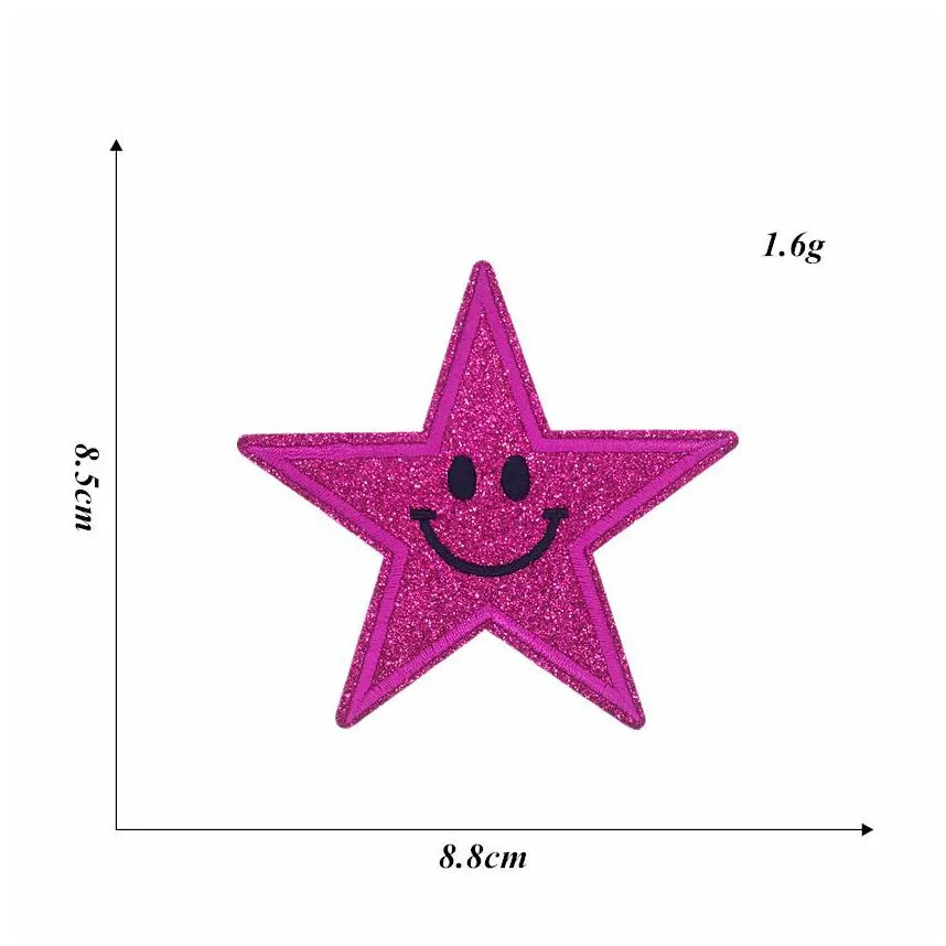notions 30pcs iron ones assorted size smile star embroidered appliques for clothing jackets jackets diy craft sticker