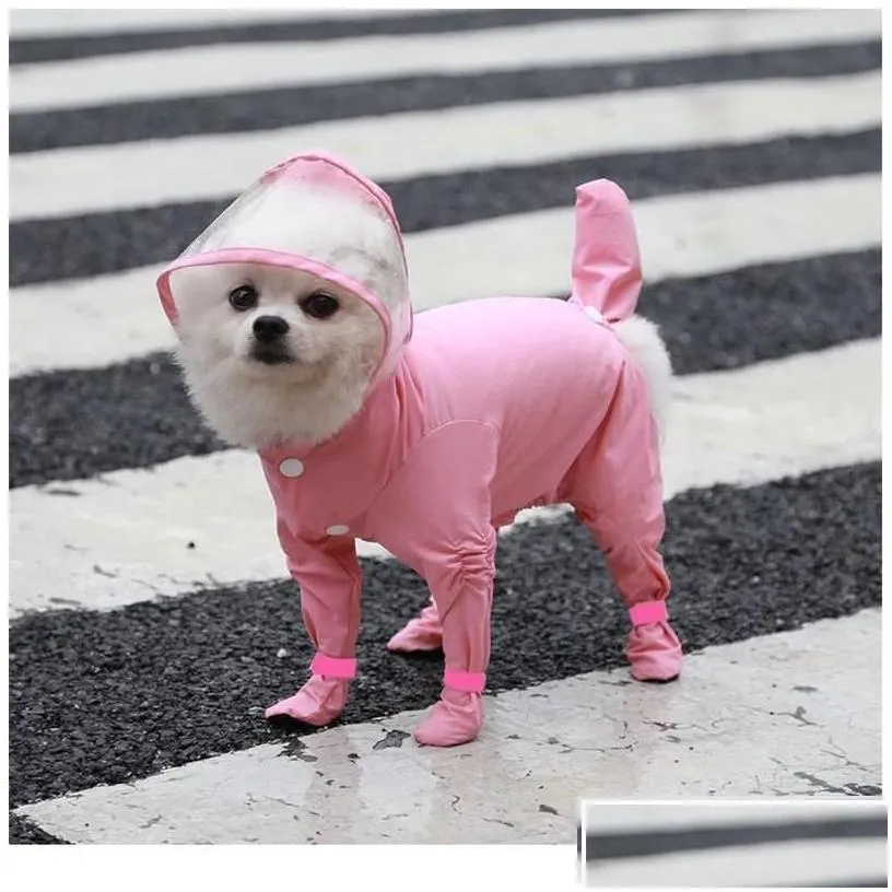 Dog Apparel Raincoat Outdoor Pet Jumpsuit Rain Coats Waterproof Clothes Jacket Boots Shoes For Small Cat Chihuahua S-Xldog Drop Deli