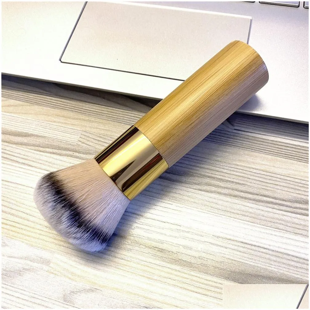 the buffer airbrush finish bamboo foundation makeup brush - dense soft synthetic hair flawless finishing beauty cosmetics brush tool