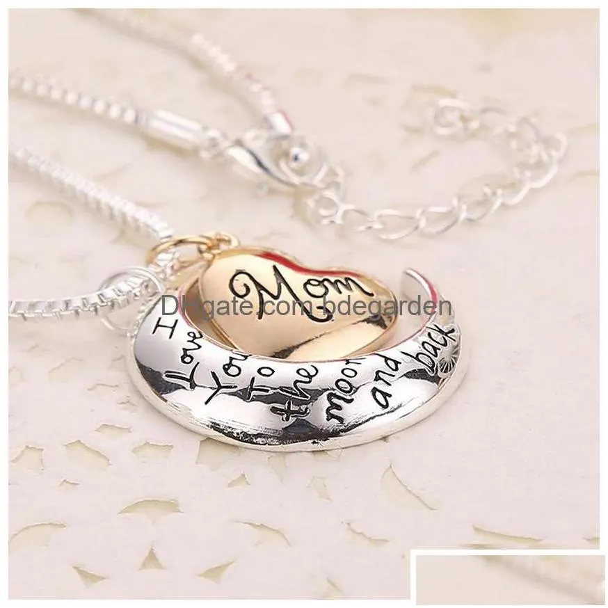 pendant necklaces i love you to the moon and back mom necklace mother day gift wholesale fashion jewelry n113 drop delivery pendants