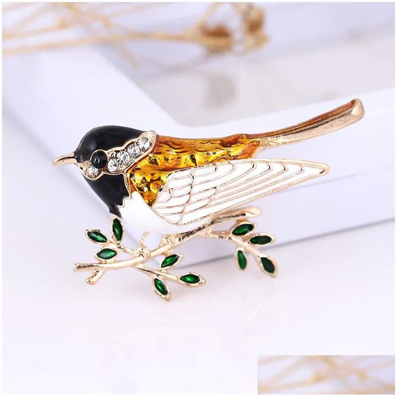 cute animal magpie brooch for men women creative bird pins unisex suit jacket clothing collar pin buckle fashio jewelry gift