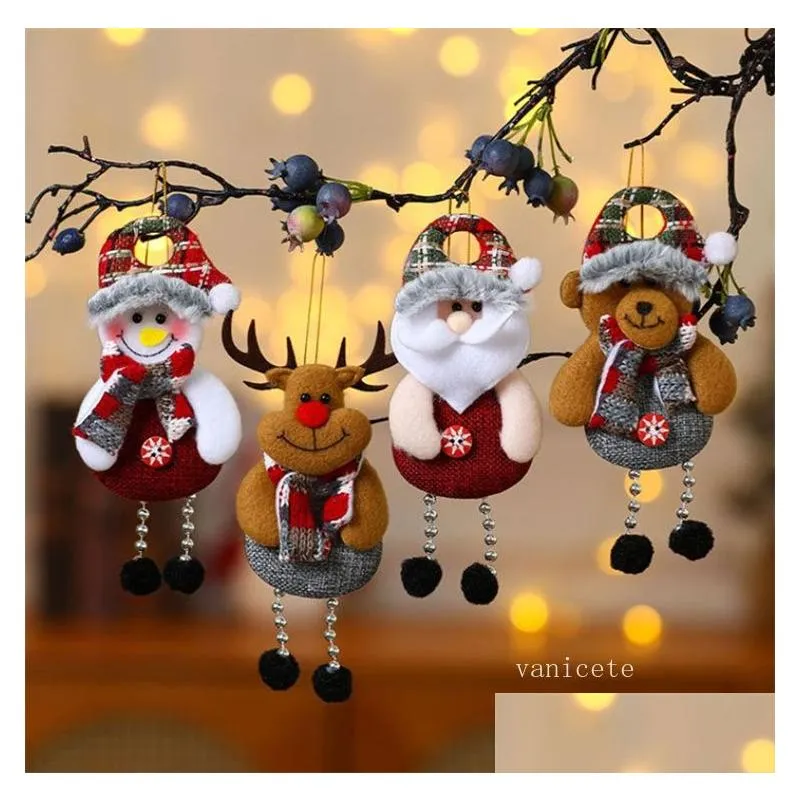 Christmas Decorations Cute Christmas Tree Decoration Pendant Santa Clause Bear Snowman Elk Doll Hanging Ornaments For Home Home Garden Dhsx0