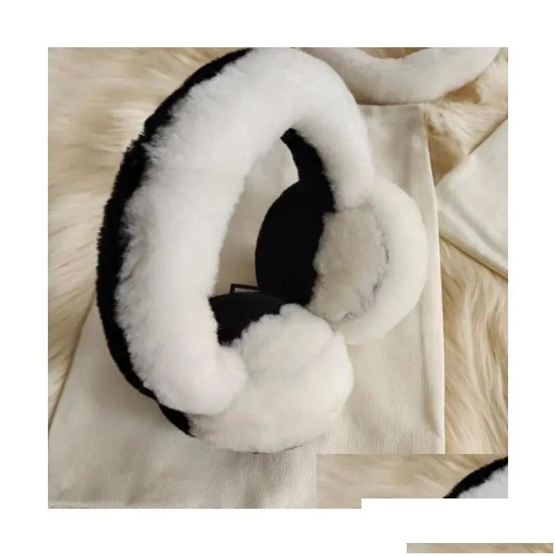 9 styles designer thick rabbit fur wool earmuffs fashion warm ear er autumn winte women headwear drop delivery
