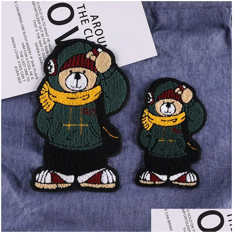 notions cute bear towel embroidery clothing iron ones t shirt jacket cartoon sticker badge garment diy accessories