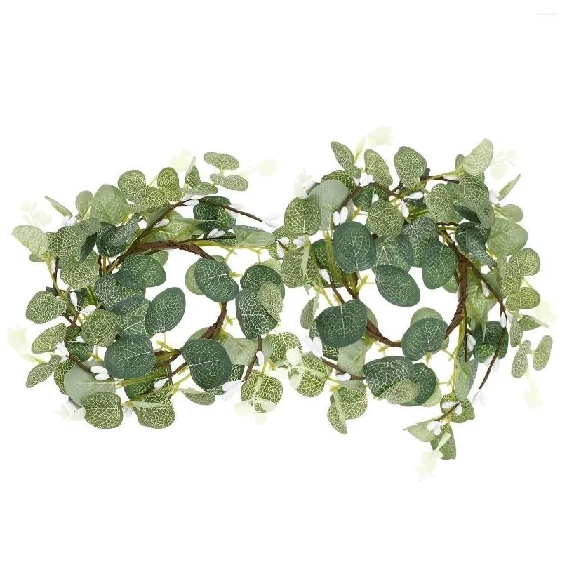 Decorative Flowers & Wreaths Decorative Flowers 2 Pcs Summer Front Door Wreath Ring Household Easter Nordic Berry Festival Decor Acces Dhcvf