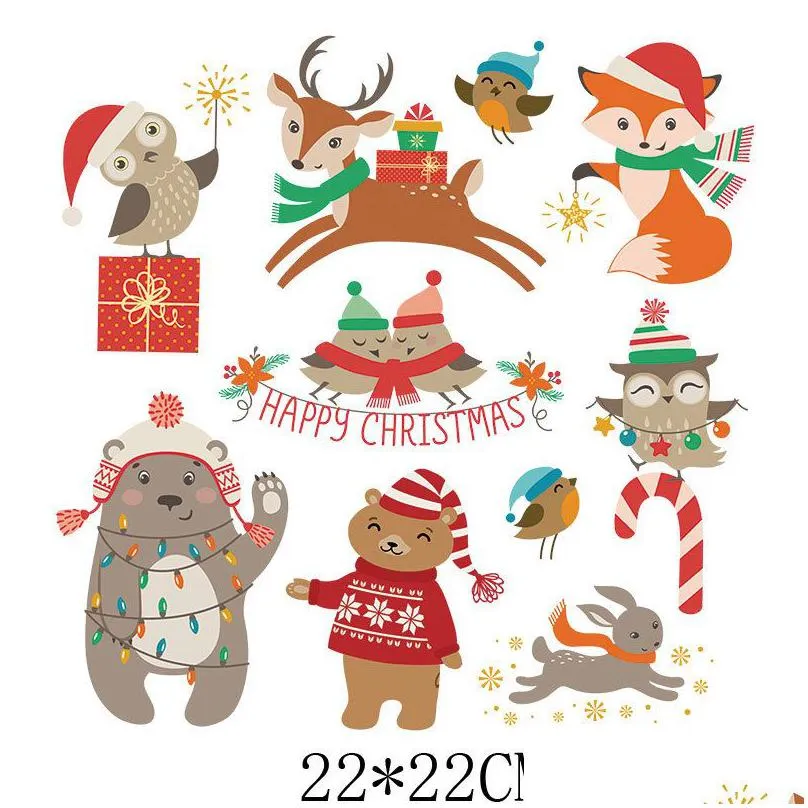 notions iron on transfers christmas heat transfer stickers for clothing jackets pillow backpacks clothes decorations appliques with santa claus