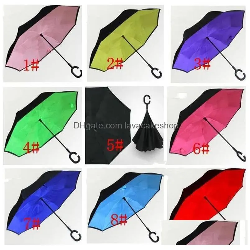 Reverse Umbrellas Windproof Layer Inverted Umbrella Inside Out Dhgjn