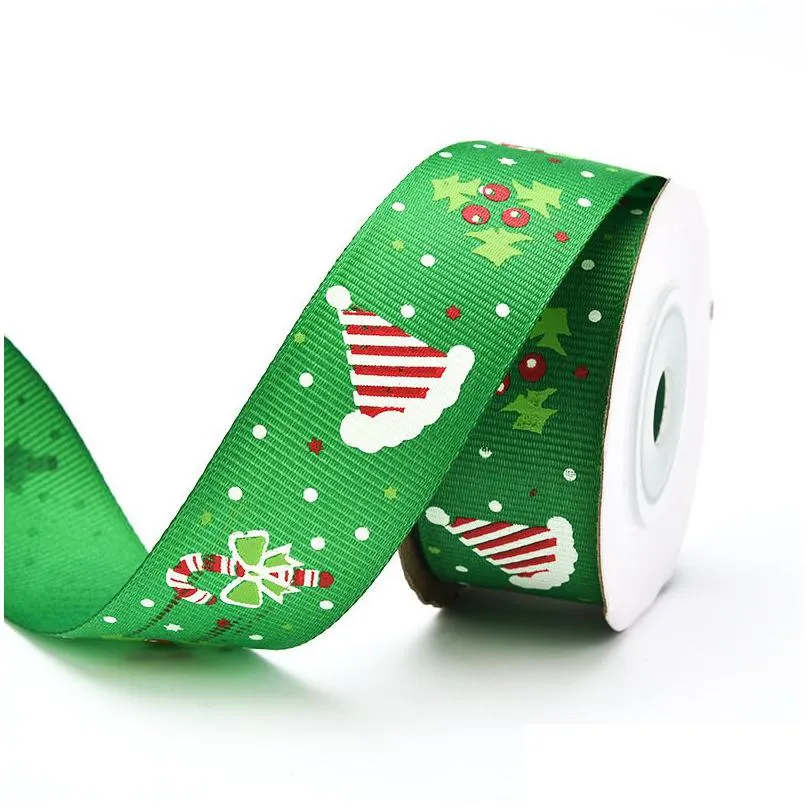 25mm christmas tree gloves bow ties printed satin ribbons 9meters/lot for christmas party decoration gift box candy box wrapping