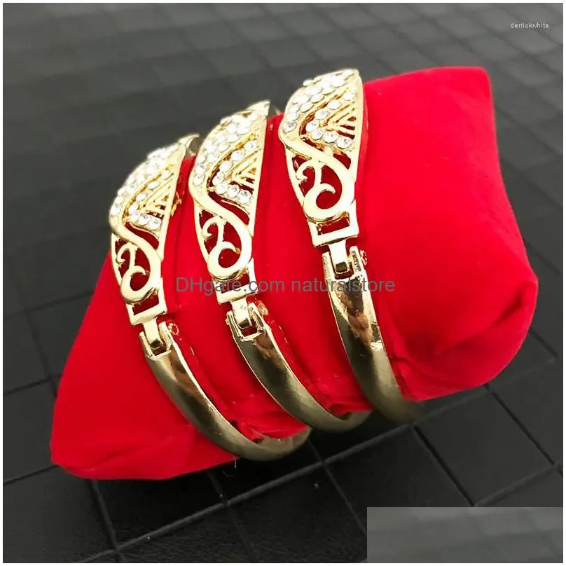Bangle Ethnic Style Stone Rhinestone Bracelet Set Ladies Wrist Accessories Girl 3Pcs/ Dhbow