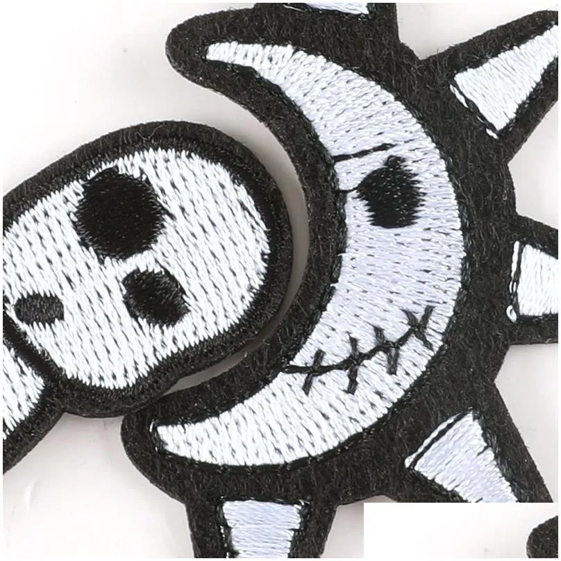 notions iron ones horror skull ghost embroideredes sew on appliques repair badge halloween diy craft accessories for clothing