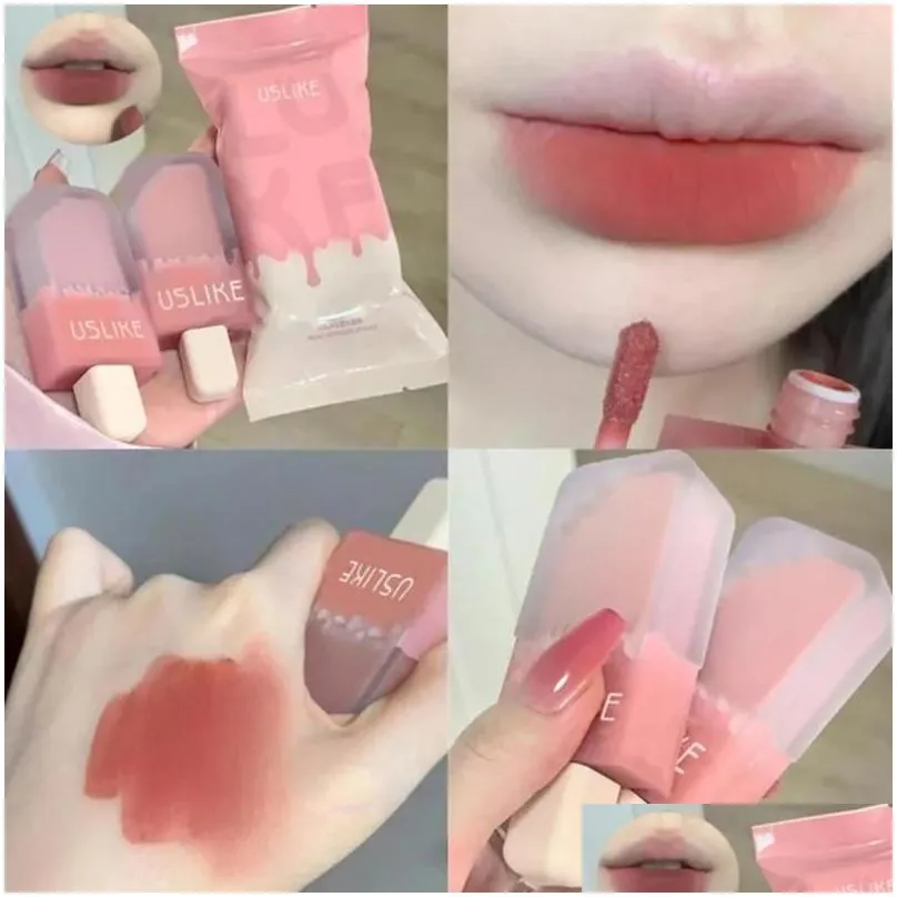 lip gloss 1pcs 8colors ice cream glaze matte fog velvet lasting high color lipstick makeup cosmetics for women gifts i6q5