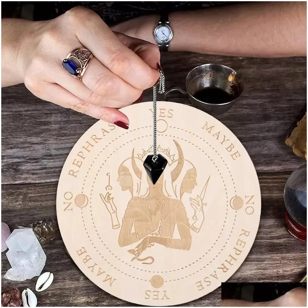 15/25cm wooden pad pendulum board with moon star divination healing meditation board energy carven plate ornaments metaphysical altar