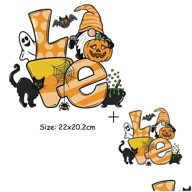 notions halloween iron ones pumpkin bat ghost heat transfer decals stickers gnome appliques diy t shirt jacket jeans