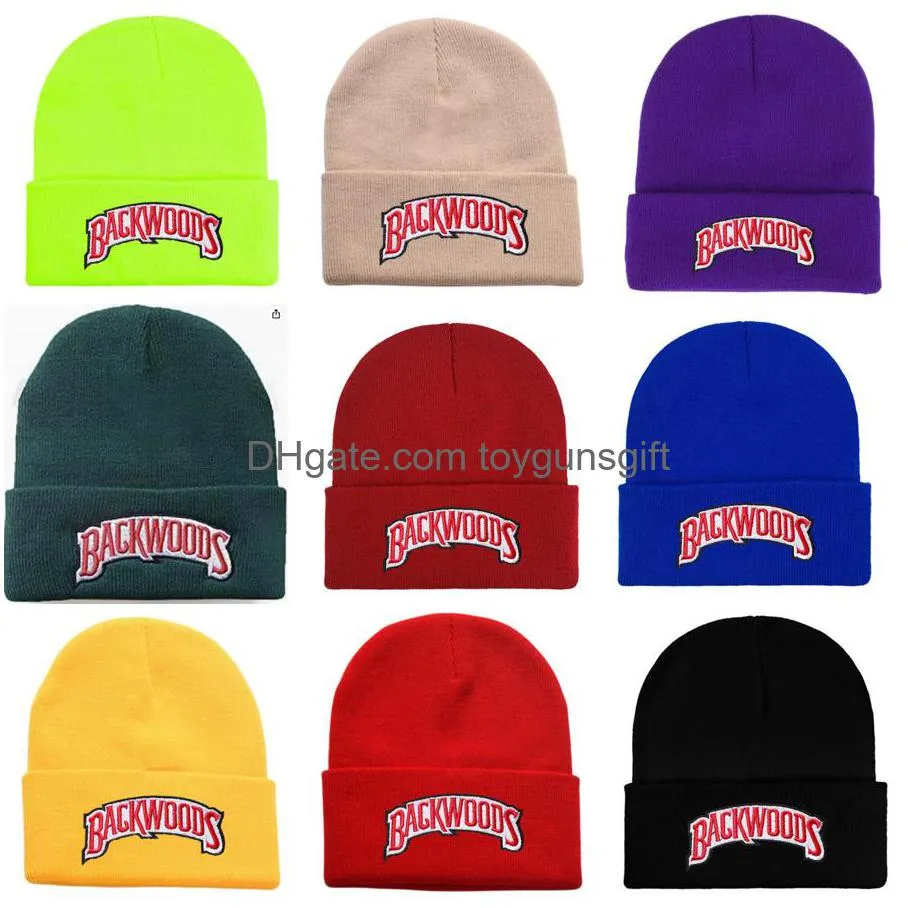 1pcs new knitted hat backwoods lettering cap women winter hats for men warm fashion solid hiphop beanie