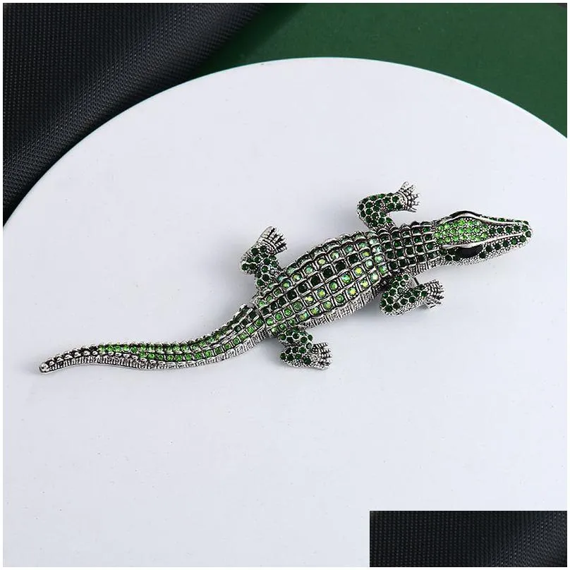 crystal clogodile brooches for men animal corsage pin clothing male suits collar brooch pins accessories decoration