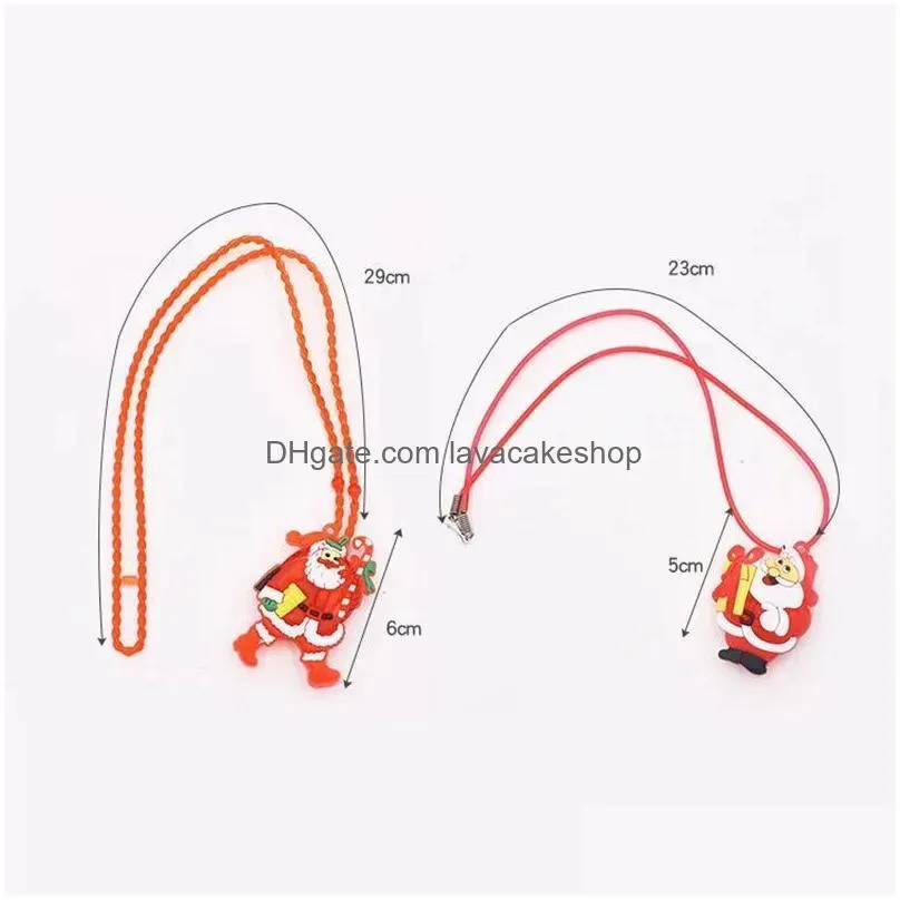 Christmas Light Up Flashing Necklace Decorations Children Glow Cartoon Santa Claus Pendent Party Led Toys Supplies Cpa4603 Dhqmz