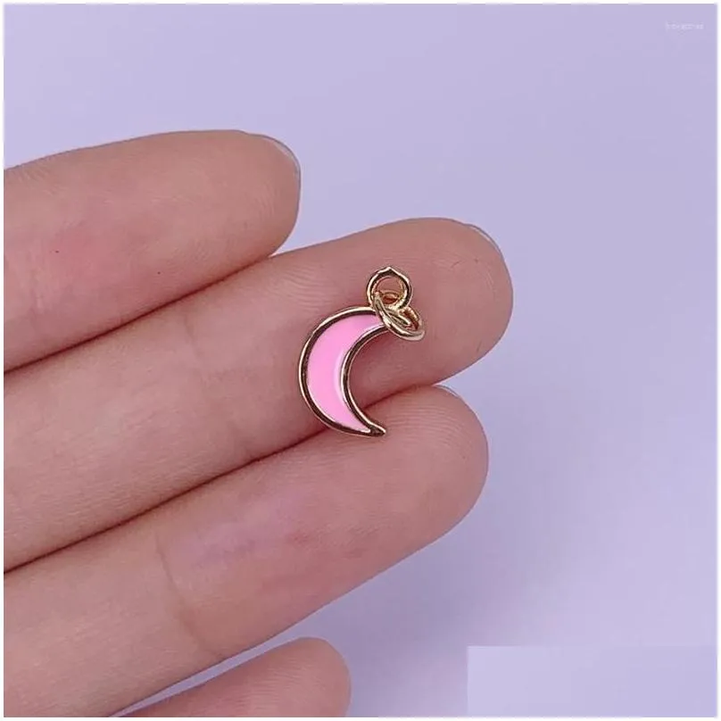 Pendant Necklaces Pendant Necklaces 2023 Fashion Mini Moon Enamel Simple Cz Copper Plated Necklace Earrings Accessories For Diy Women Dhufy