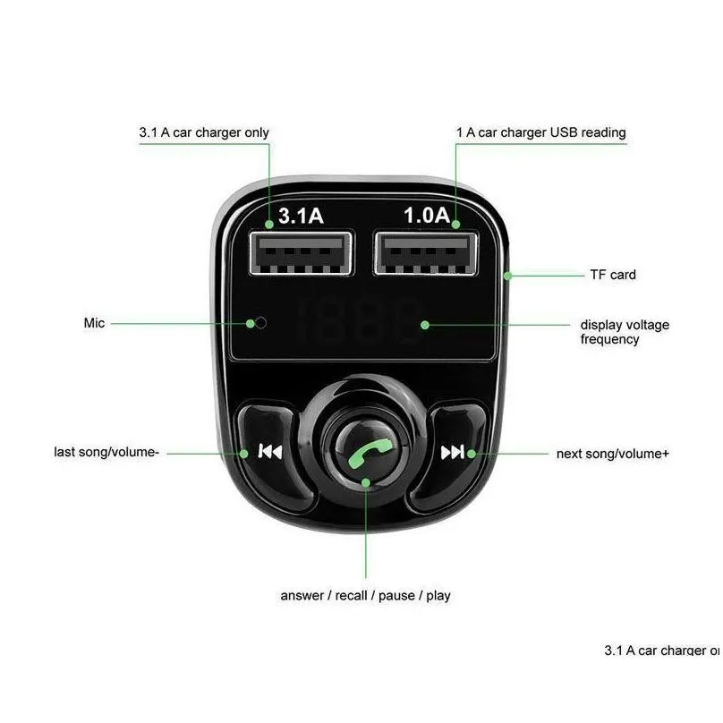 fm50 x8 fm transmitter aux modulator bluetooth car kit bluetooth hands car audio receiver mp3 player with 3.1a quick charge dual usb car c with