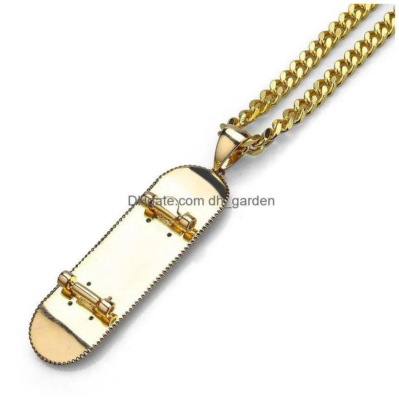 pendant necklaces mens hip hop necklace jewelry sier gold cuban link chain fashion skateboard for men drop delivery pendants dhgarden