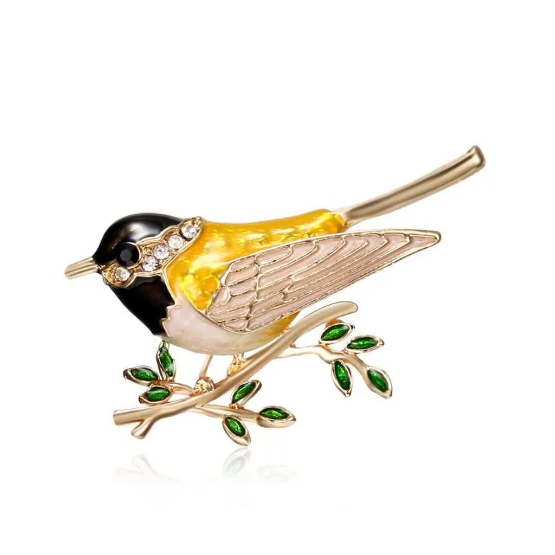 fashion animal bird brooch for women branch painting oil alloy pins men diamond clothing brooches pins jewelry accessories