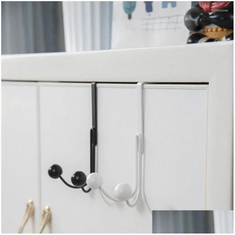 Hooks & Rails Hooks Over The Door Double Hanger Punching For Hanging Hats Bags Holder Tie Scarf Key Hook Clothes Coats Rack Home Garde Dhxbd