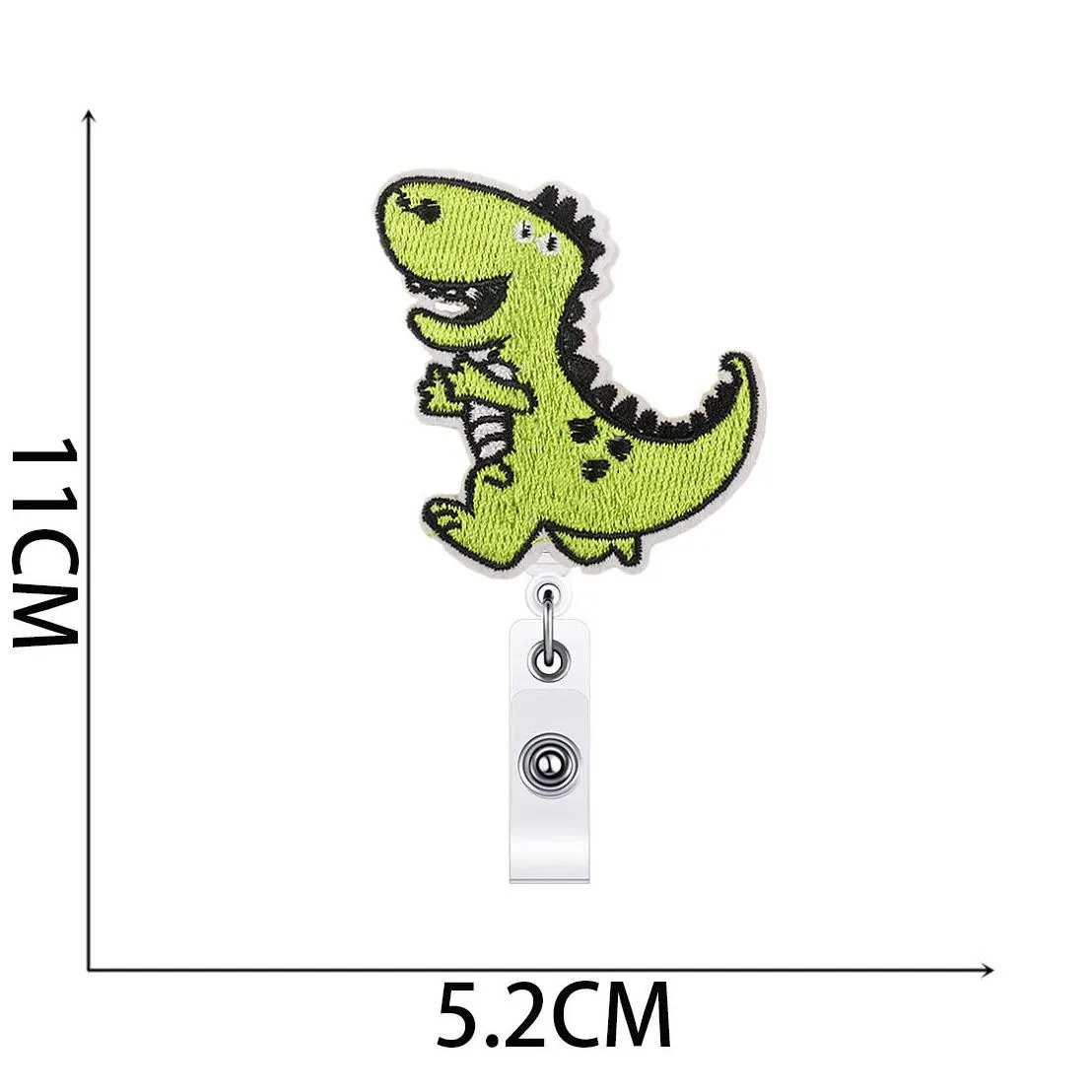 notions dinosaur emboridered retractable badge reels holder with alloy alligator clip cute cartoon animal id card decorative badge name tag