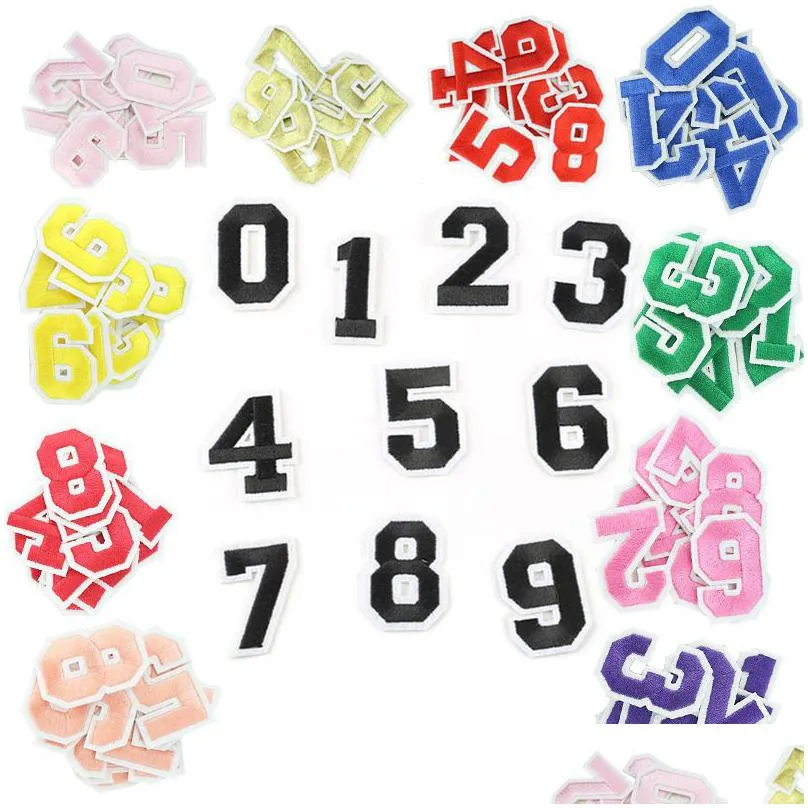 sewing notions number embroidered 0-9es sticker heat labels sew iron on applique diy apparel clothing repair shoes bag jacket