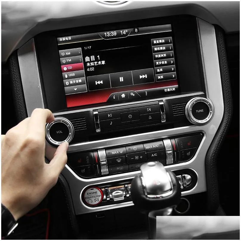 car dashboard gps frame panel decoration covers abs for ford mustang 2015-2016 auto styling interior accessories