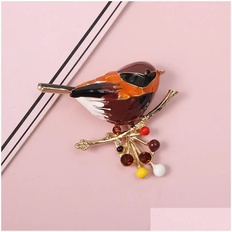simple design alloy oil-dripping bird brooch fashion personality animal corsage men women pin clothing jewelry gift