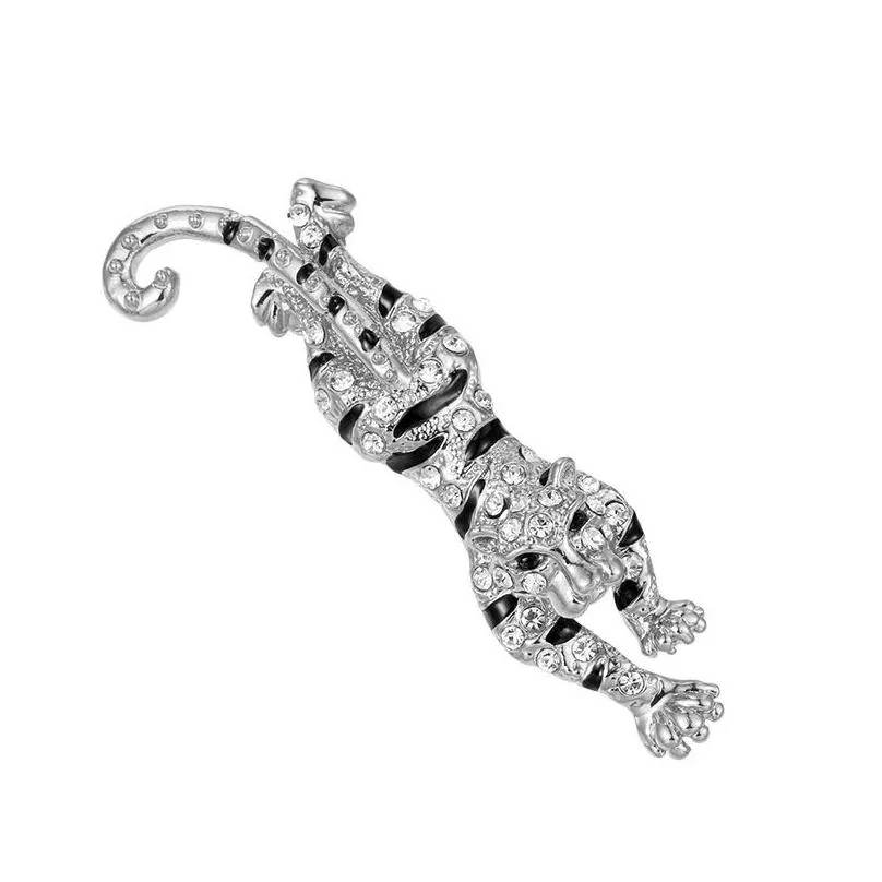 rhinestone tiger mens brooches alloy retro animal corsage clothing brooches for men pin wedding bridegroom jewelry accessories