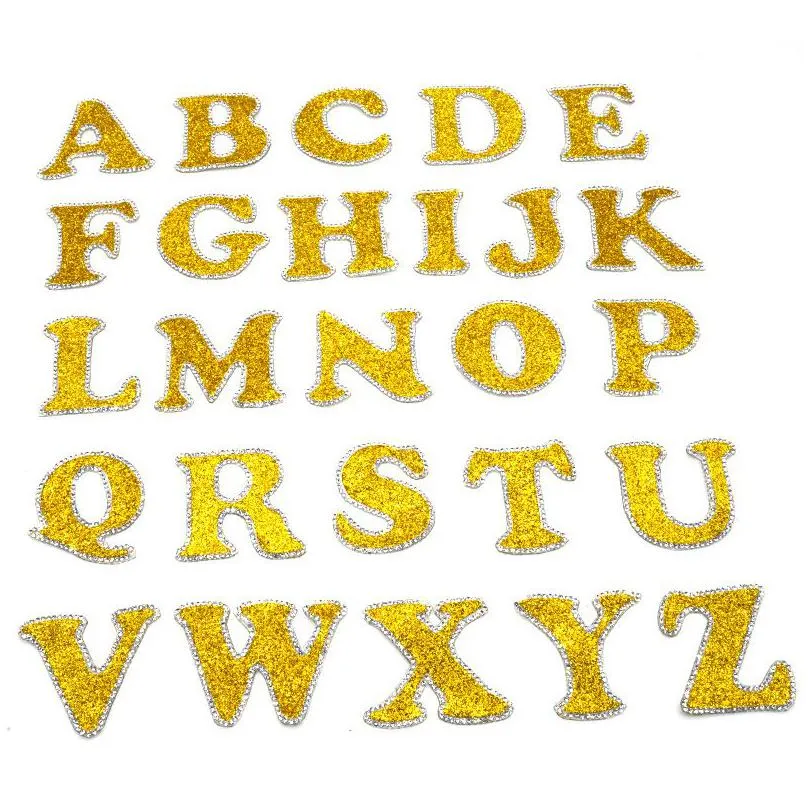 sewing notions a-z english rhinestone letteres applique on clothes bags iron on accessories diy name 50mm