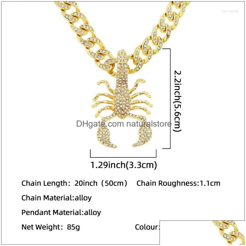 Pendant Necklaces Hip Hop Crystal Scorpion Necklace With Iced Out Bling  Cuban Chains Choker Fashion Charm Jewelry Drop Dhkng