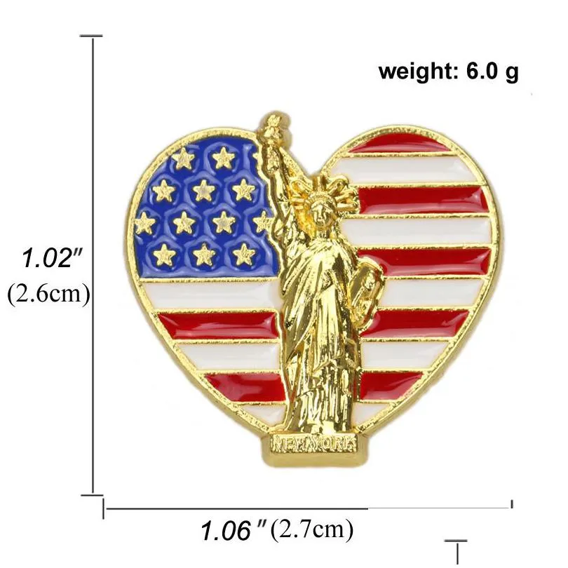 creative american flag brooches men women love heart alloy brooch pin bag car charms small gift clothing decoration jewelry