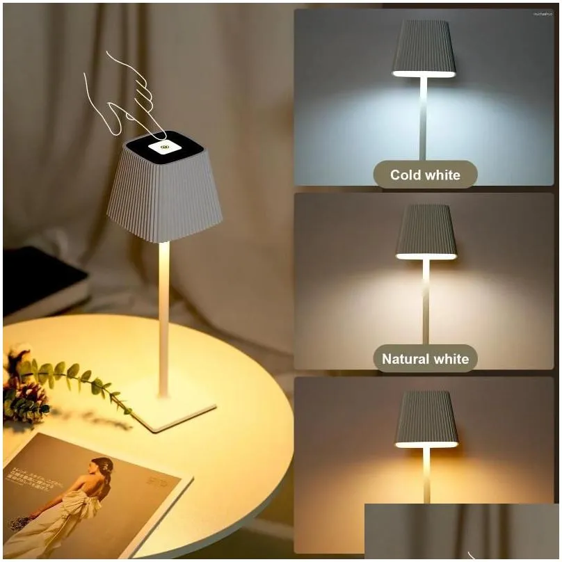 Table Lamps Table Lamps Modern Pleated Lamp Easy Diy Assembly Versatile Use Sturdy Metal Construction And Long-Lasting Battery Life Li Dhsp0