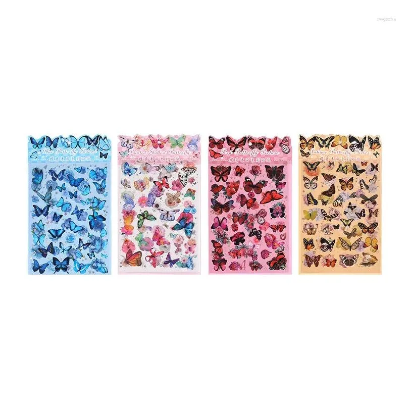 Gift Wrap Gift Wrap Vintage Flowers Butterfly Stickers Scrapbooking Diy Card Making Journal Collage Notebook Decoration Creative Pvc S Dhnqd