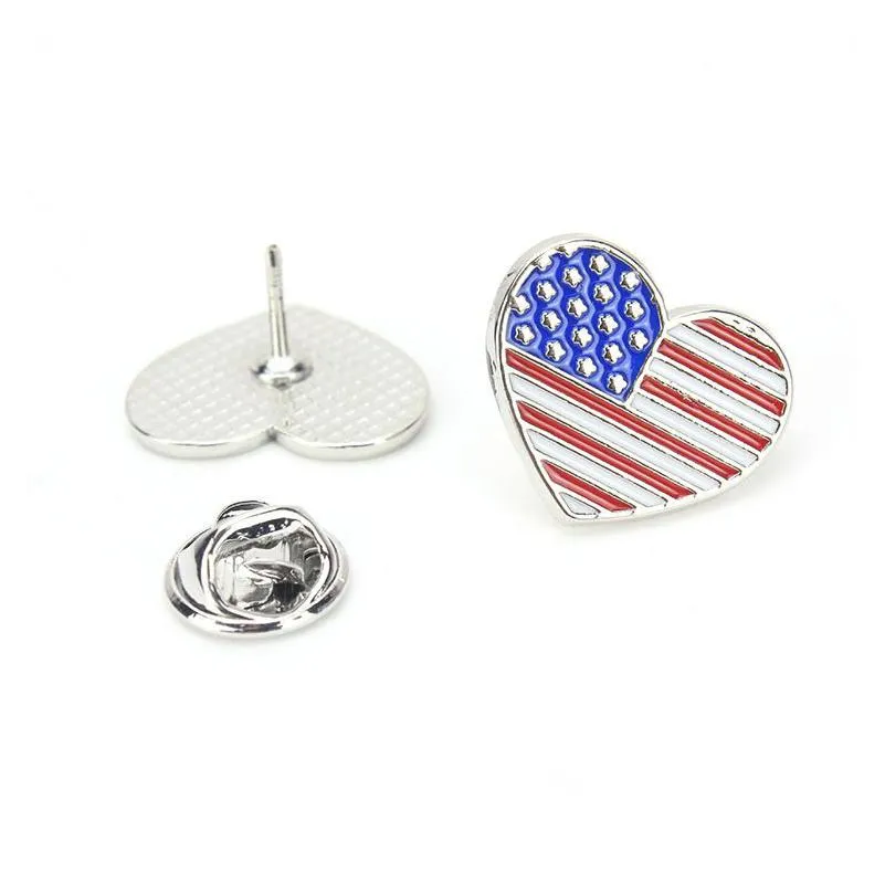 creative american flag brooches men women love heart alloy brooch pin bag car charms small gift clothing decoration jewelry