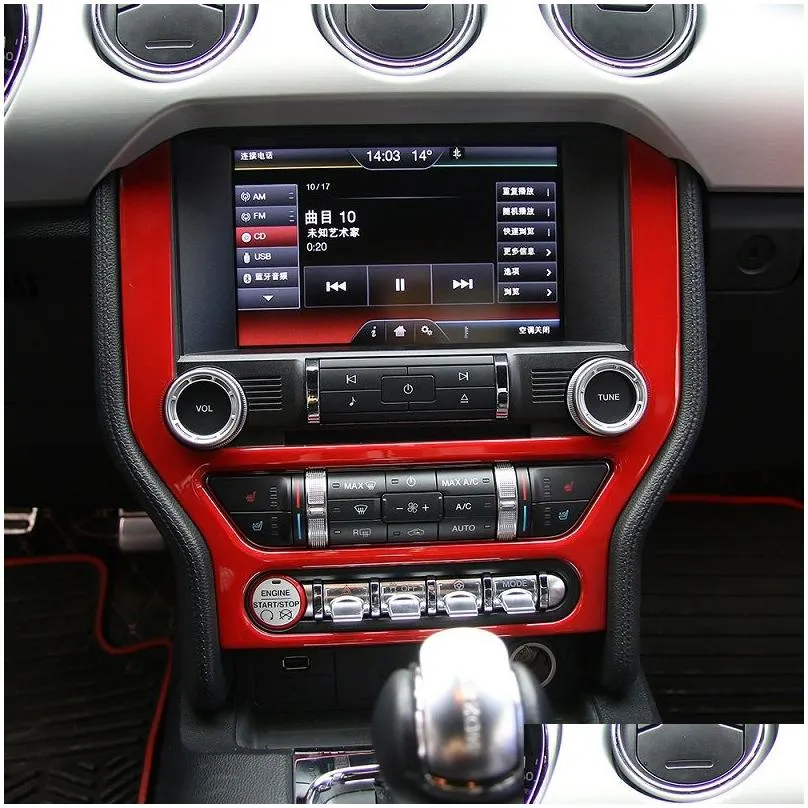 GPS Dashboard Panel Decoration Frame Trim Cover Accessories for 2024 Ford Mustang Black ABS
