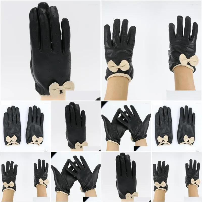 Five Fingers Gloves Five Fingers Gloves Butterfly Women Genuine Leather Touch Perforated Thin Section Sheepskin Driving Wrist Winter M Dhkiv
