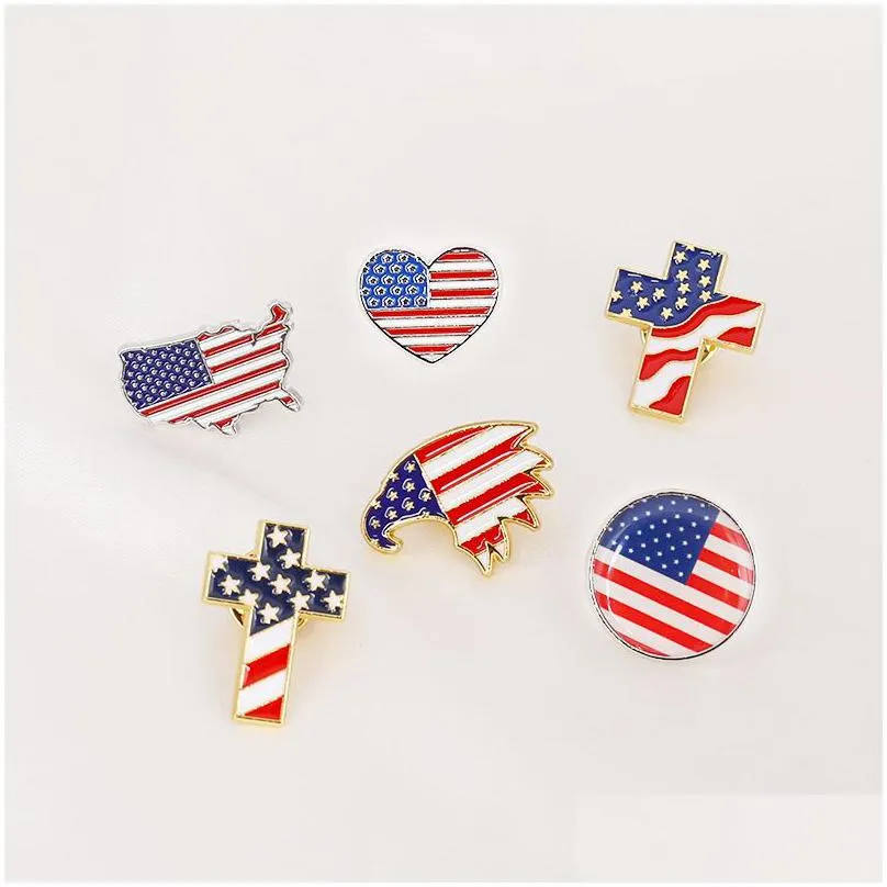 10 styles american flag brooches for men women travel souvenir gift broorch pin bag charm small gift clothing decoration jewelry