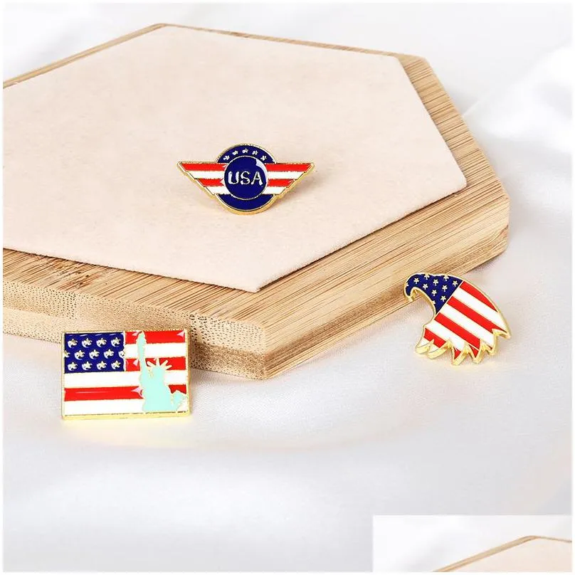 10 styles american flag brooches for men women travel souvenir gift broorch pin bag charm small gift clothing decoration jewelry