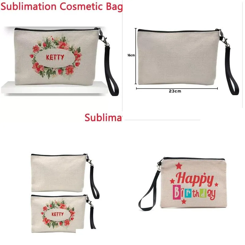 sublimation linen makeup bag favor diy blank coin purse pencil bags heat transfer coating storage pouch christmas gift wht0228