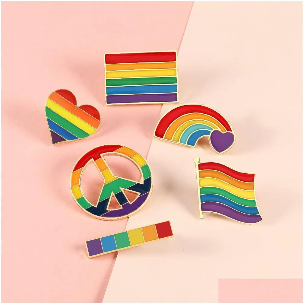 creative rainbow colors gay lesbian brooch for men women peace alloy suits dressing pins brooch fashion jewelry badge accessories gift